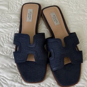Steven New York Navy H Strap Slides